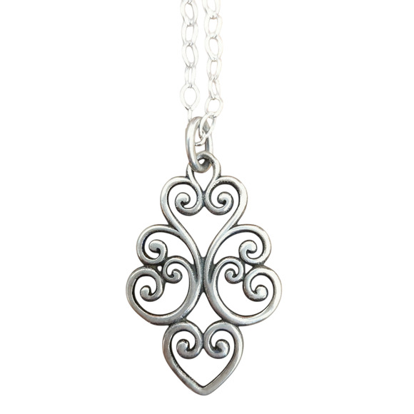 JAMES AVERY 925 sterling silver Jubilant Heart necklace scroll pendant Retired - Picture 1 of 5